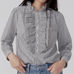J Crew Striped Ruffle Blouse